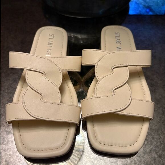 Stuart Weitzman Ibiza Slide Sandals in Alabaster - Picture 2 of 6